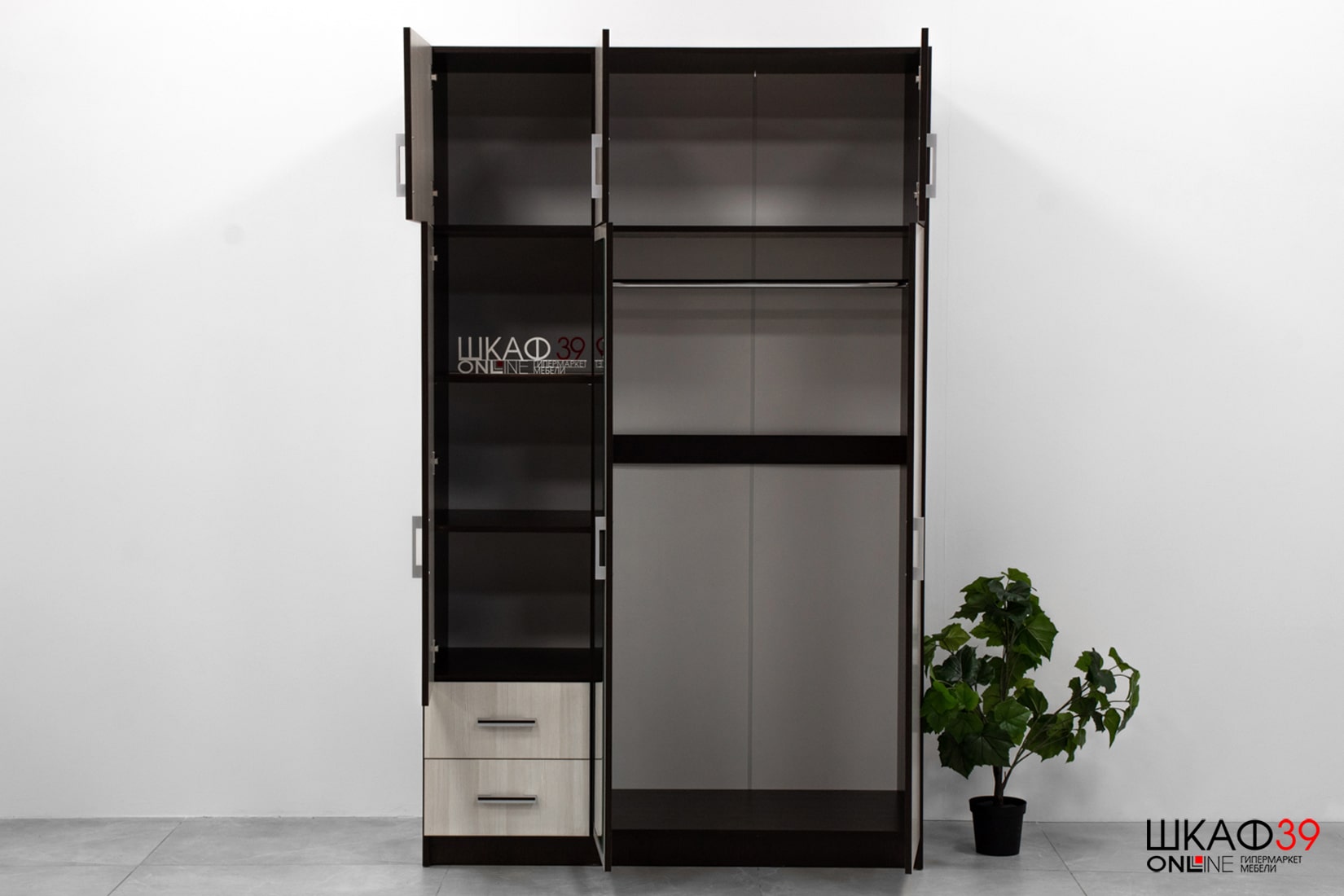 Шкаф 3-х створчатый с ящиками BTS, венге