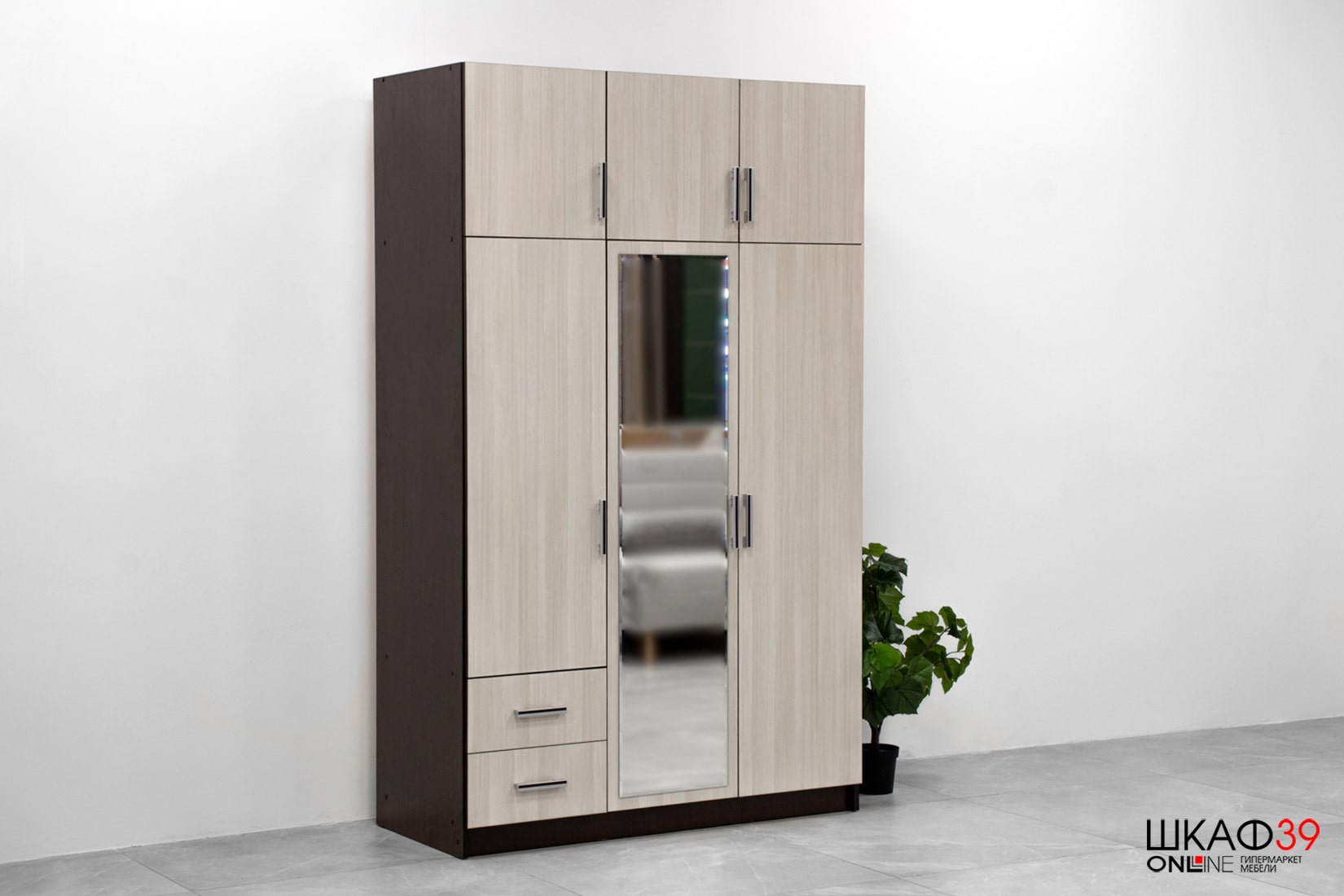 Шкаф 3-х створчатый с ящиками BTS, венге