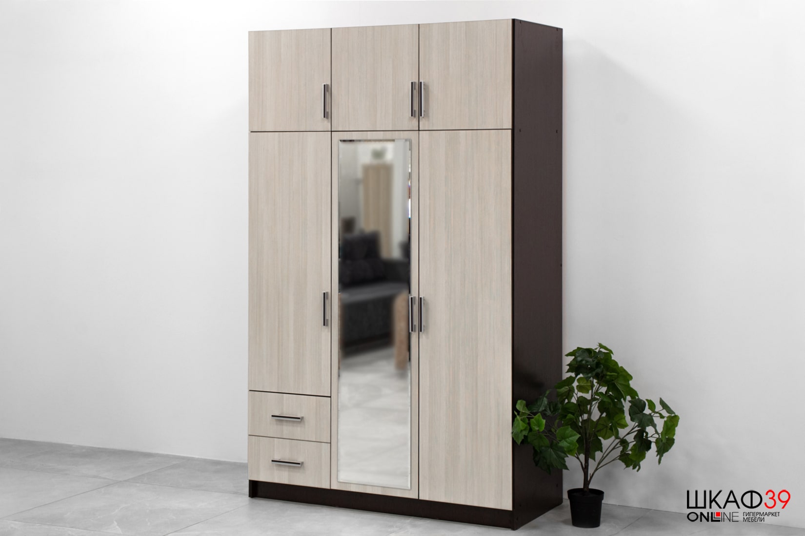 Шкаф 3-х створчатый с ящиками BTS, венге