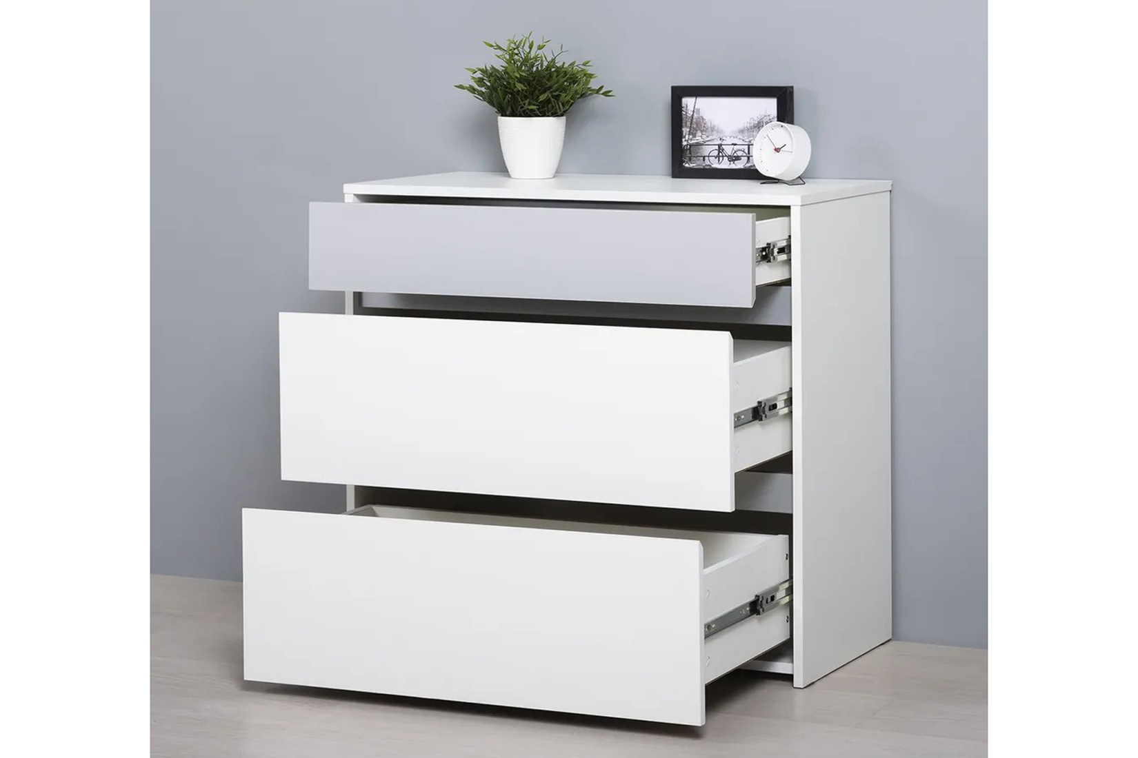 Торонто 13.321 Комод Белый/Стальной серый