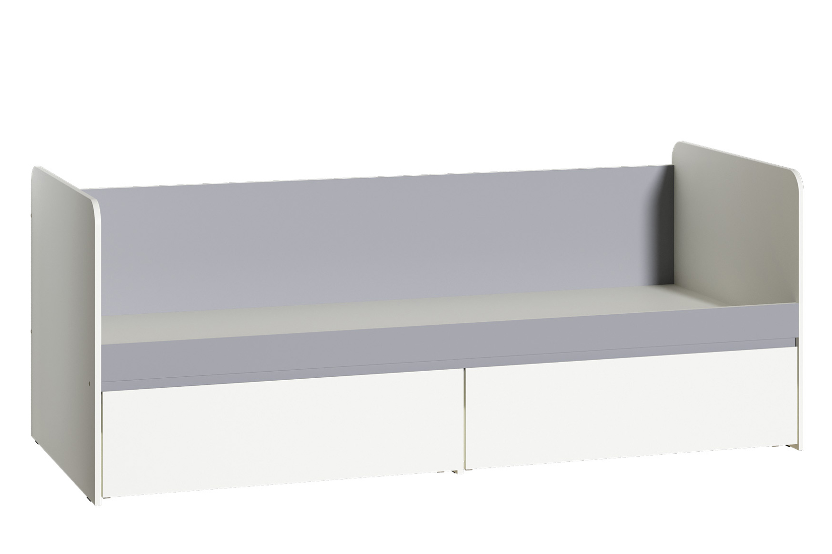 Торонто 11.39 Кровать 80х190 с настилом ЛДСП Белый/Стальной серый