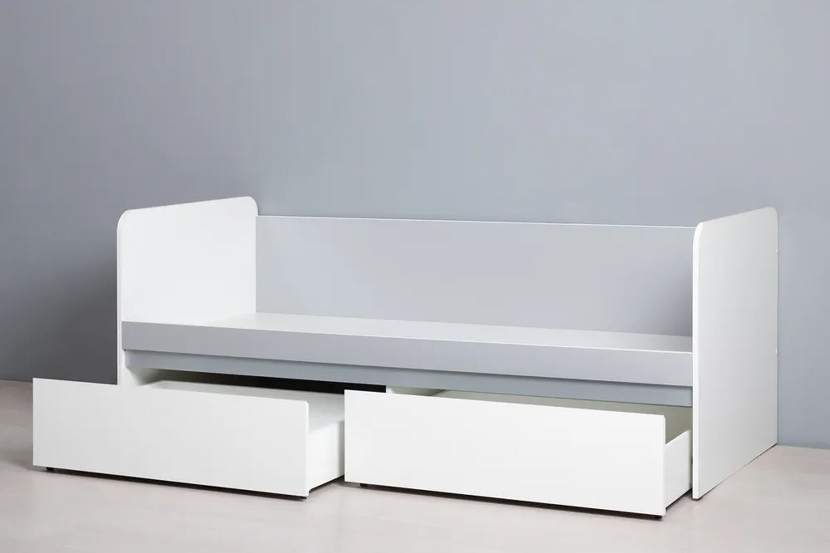 Торонто 11.39 Кровать 80х190 с настилом ЛДСП Белый/Стальной серый