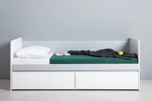 Торонто 11.39 Кровать 80х190 с настилом ЛДСП Белый/Стальной серый