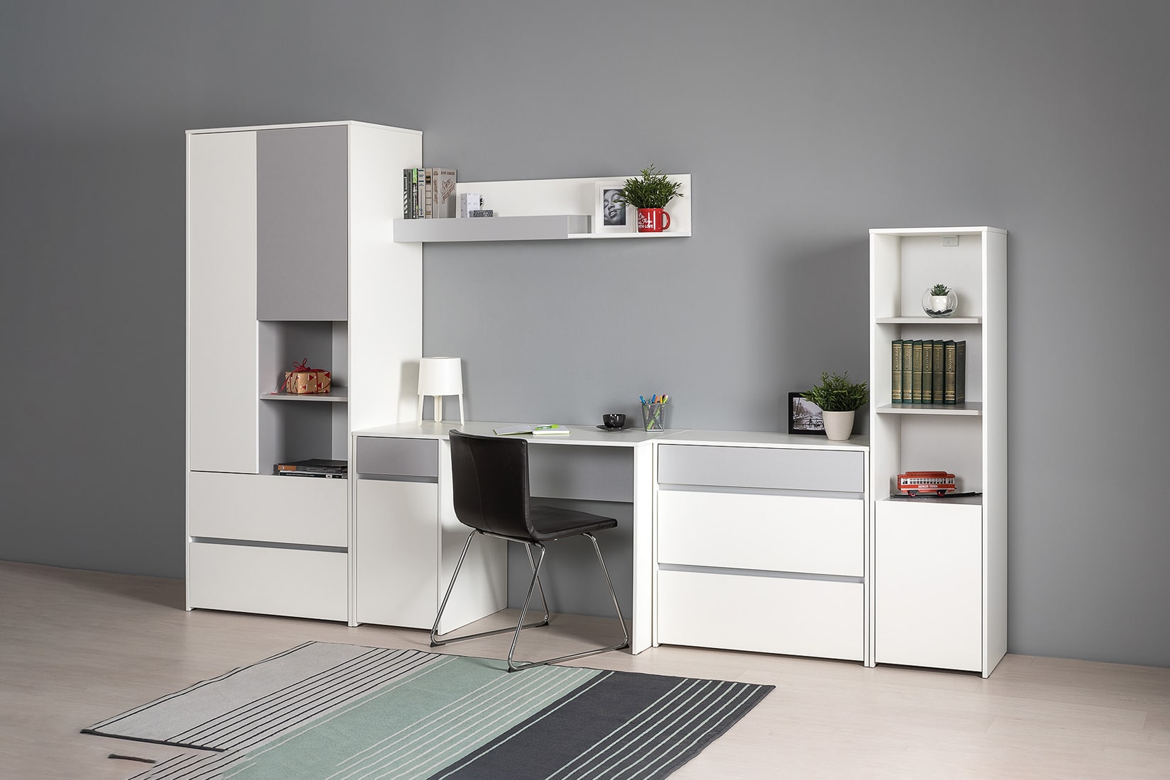 Торонто 16.475 Полка Белый/Стальной серый