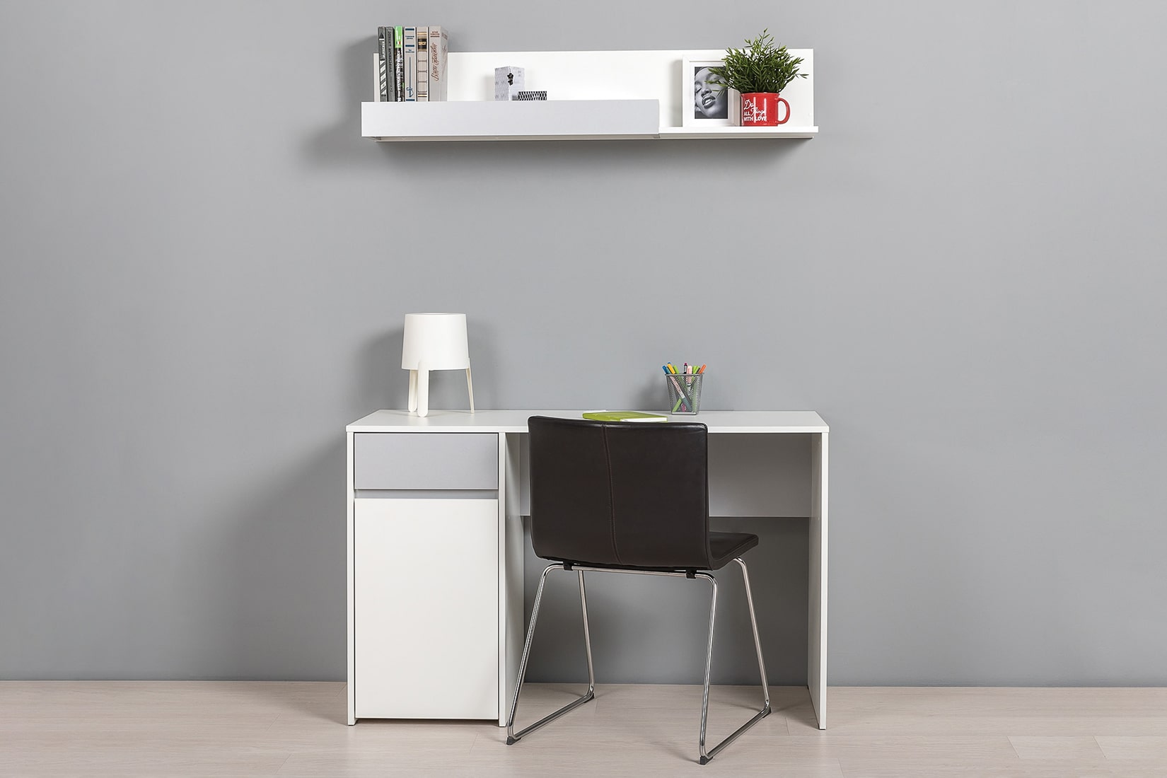 Торонто 16.475 Полка Белый/Стальной серый