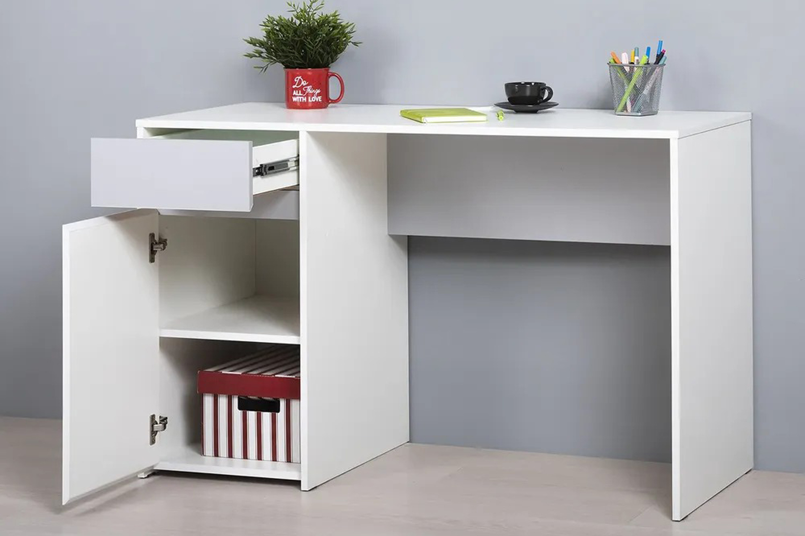 Торонто 12.149 Стол письменный Белый/Стальной серый