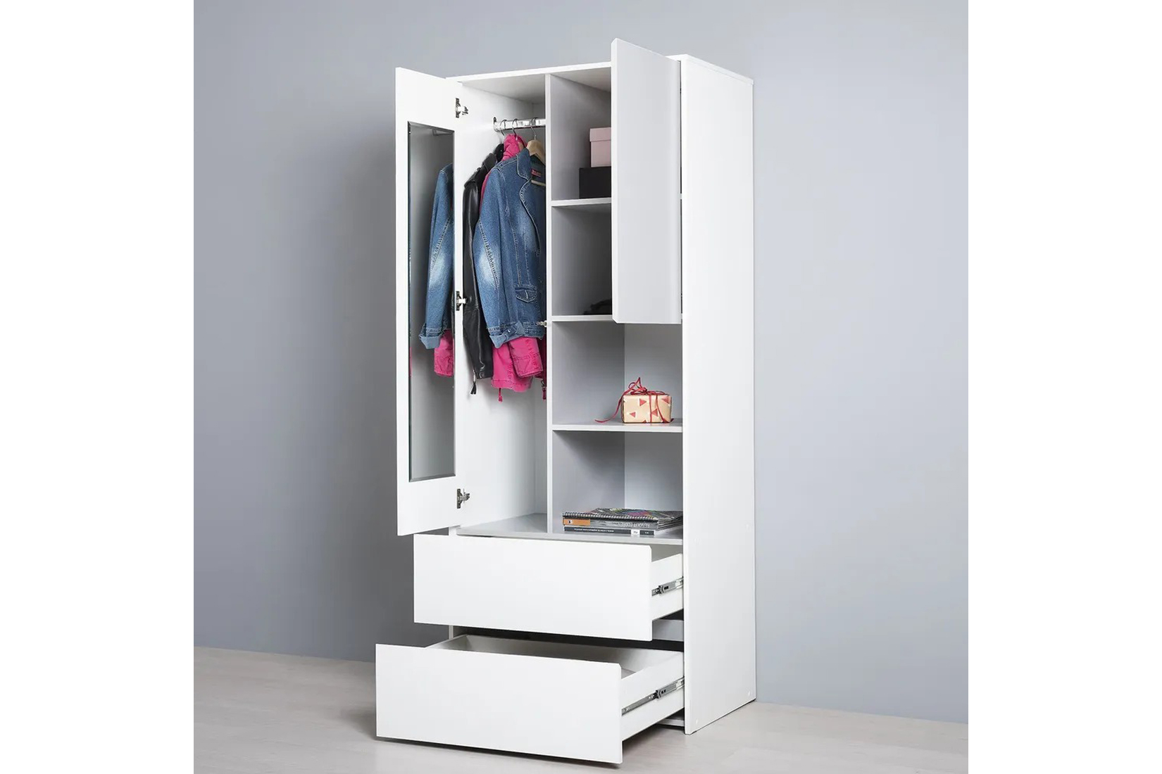 Торонто 13.333 Шкаф Белый/Стальной серый