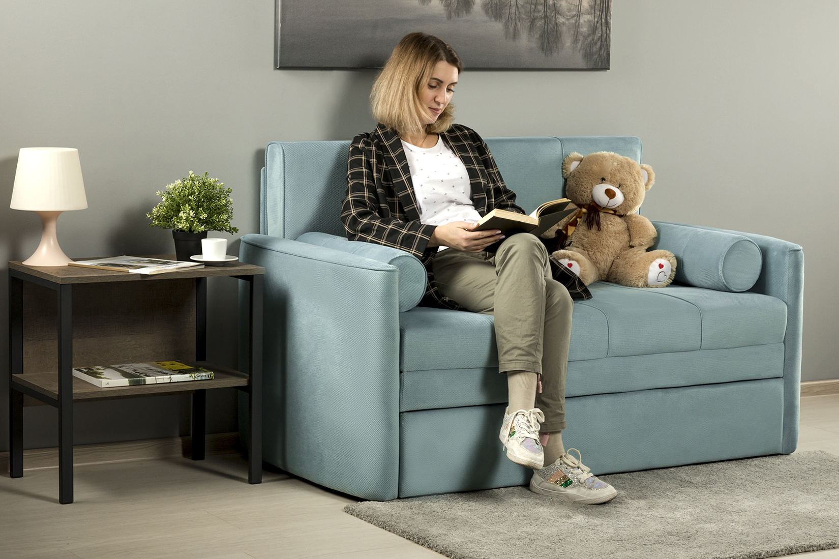 Мелани Р (120) Диван - кровать Арт. ТД 334 Киви 54 велюр* (ментоловый)