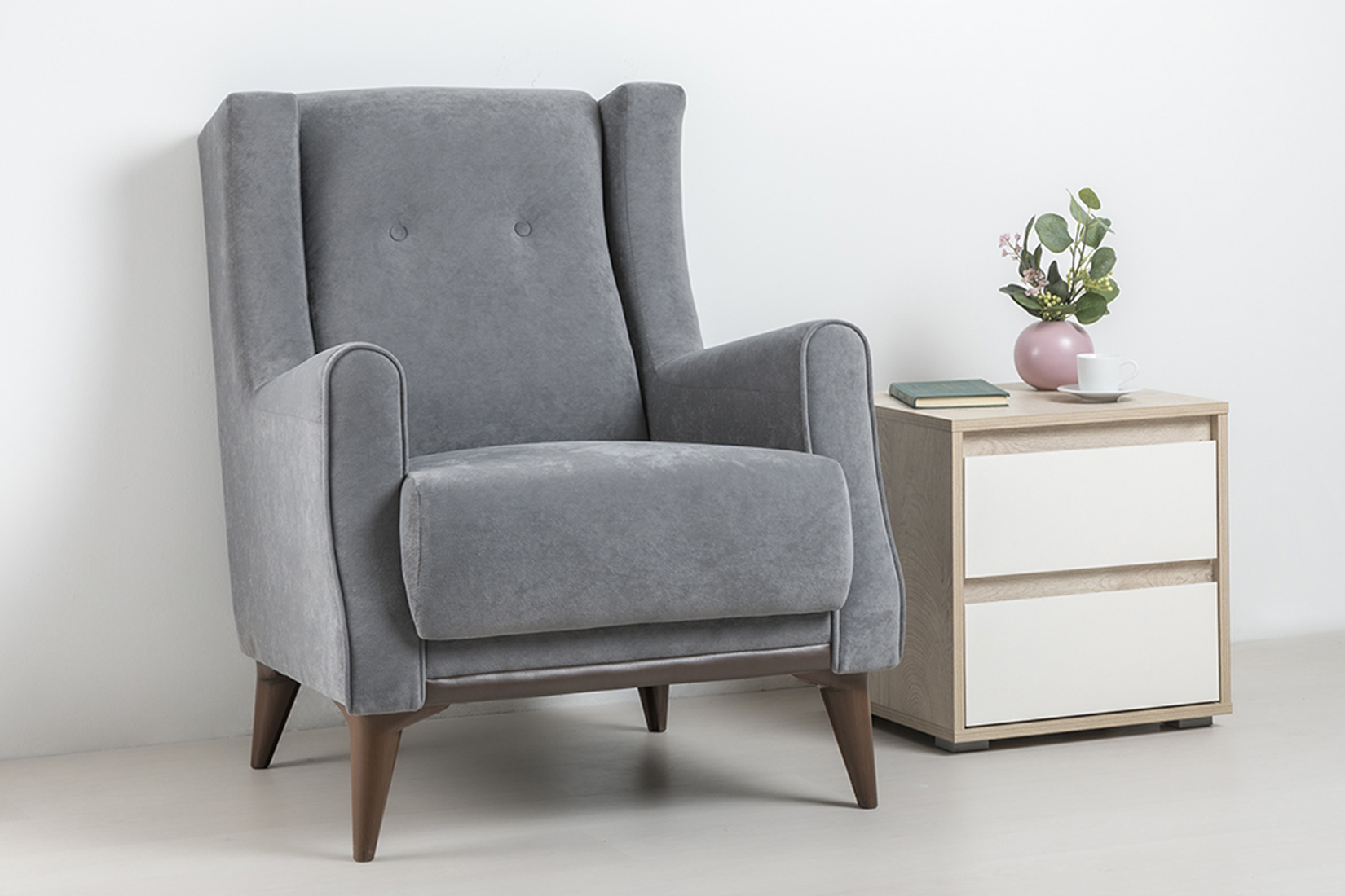 Плимут Кресло для отдыха Арт. ТК 377 Романс грей, Марвел шоколад к/з