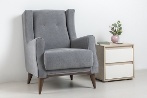 Плимут Кресло для отдыха Арт. ТК 377 Романс грей, Марвел шоколад к/з