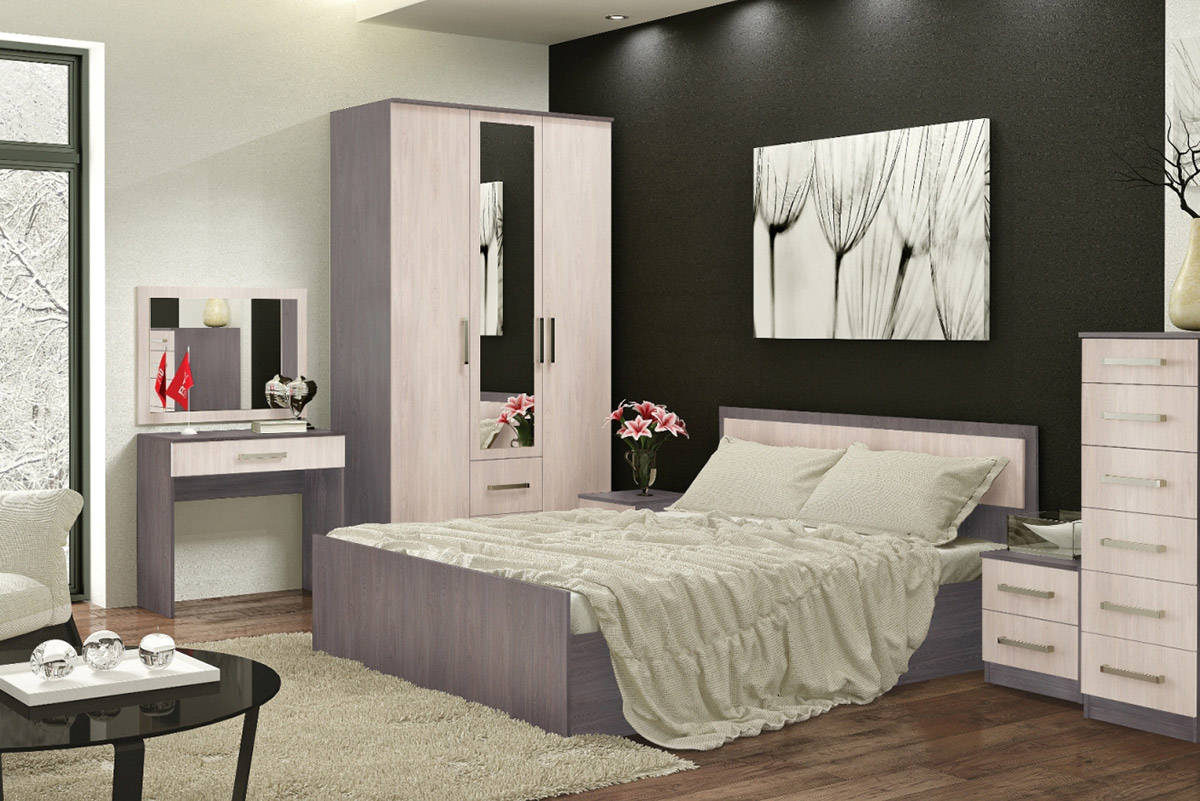 Фиеста Кровать 140 с ДСП настилом (Шимо светлый/Темный)