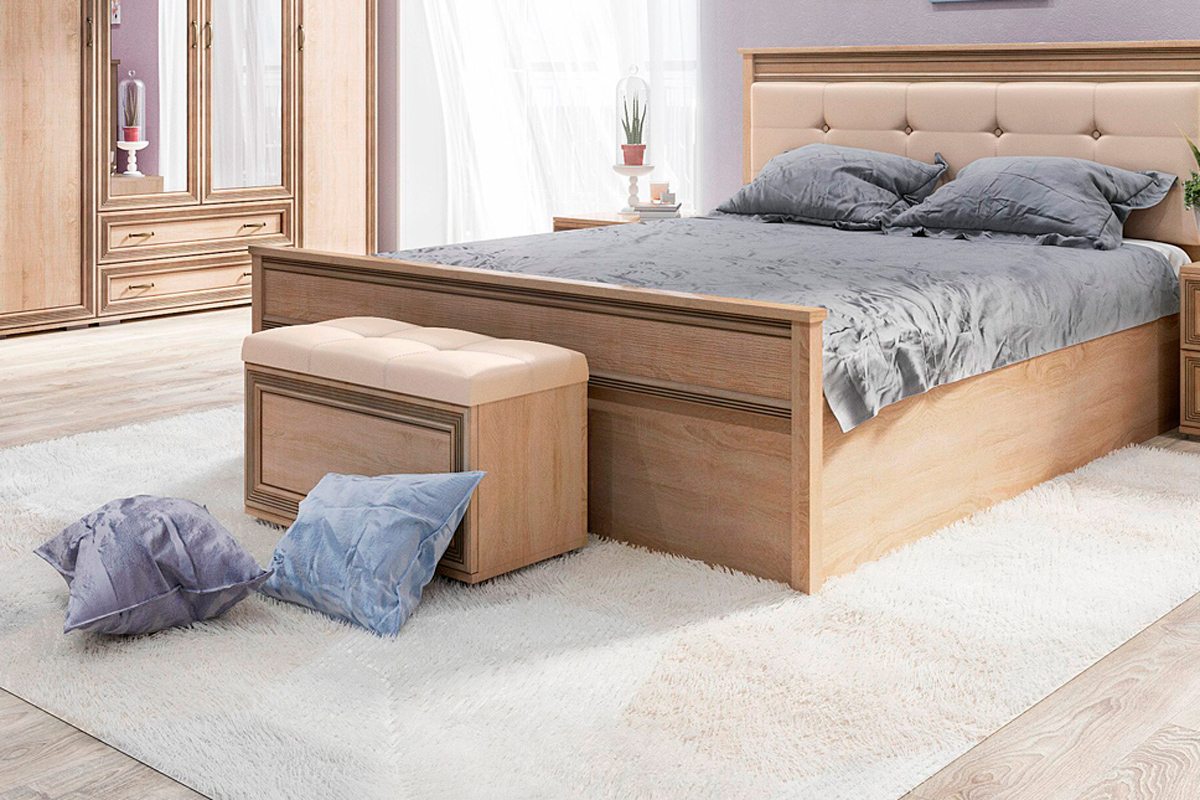 Ливорно Кровать 1,4 м ЛКР-1 (1,4) с ДСП настилом Дуб сонома