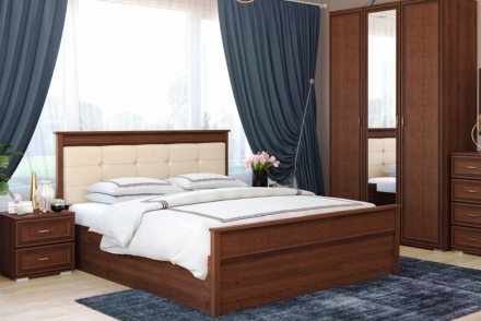 Ливорно Кровать 1,4 м ЛКР-1 (1,4) с ДСП настилом  Орех донской