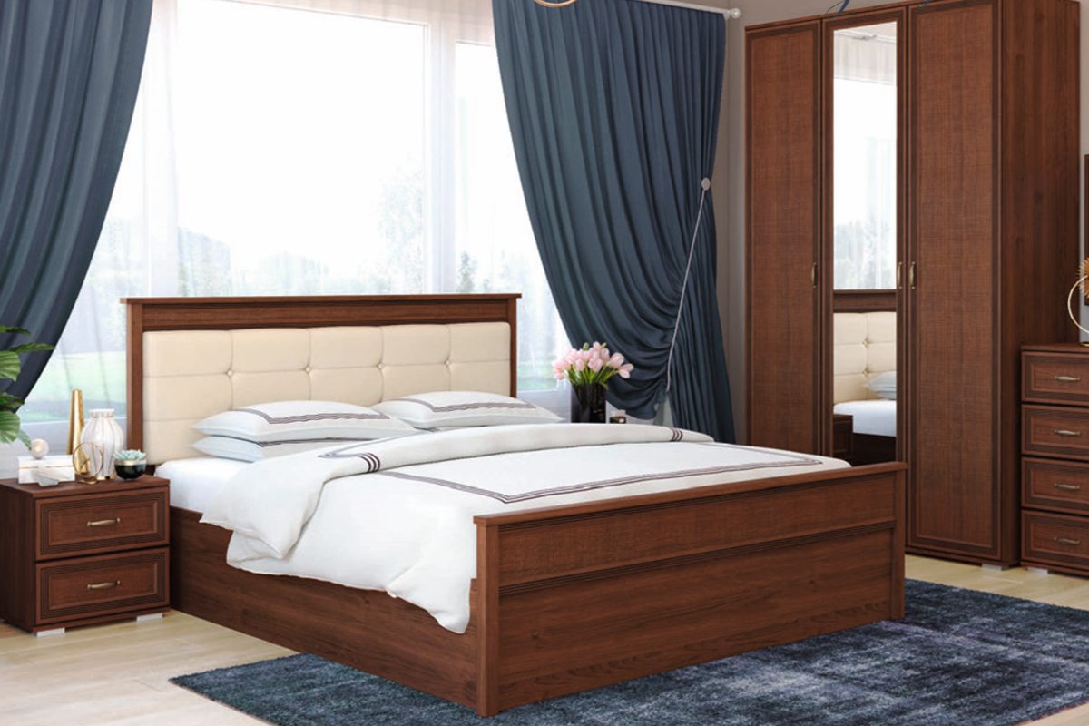 Ливорно Кровать 1,4 м ЛКР-1 (1,4) с ортопедическим основанием Орех донской