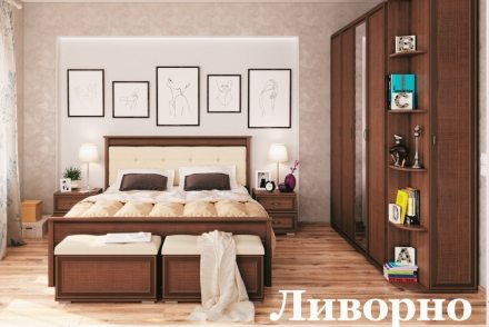 Ливорно Кровать 1,4 м ЛКР-1 (1,4) с ортопедическим основанием Орех донской