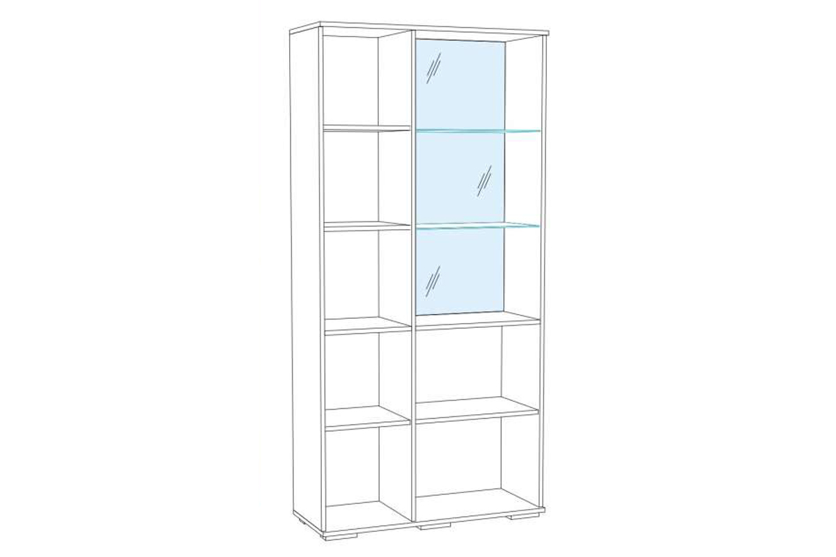 ЛШ-6 Шкаф с полками и витриной Ливорно, Орех