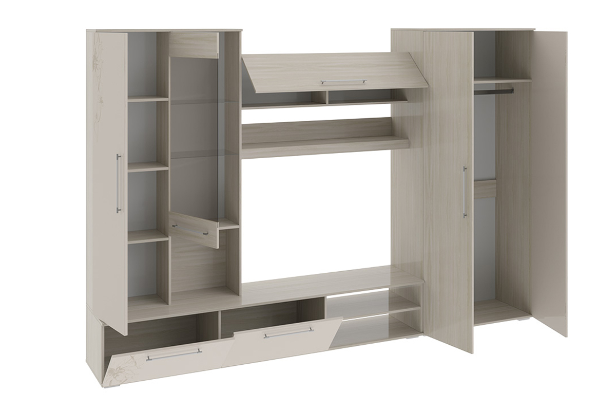 Стенка «Мишель» Ясень шимо/Сатин матовый