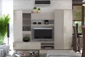 Стенка «Мишель» Ясень шимо/Сатин матовый