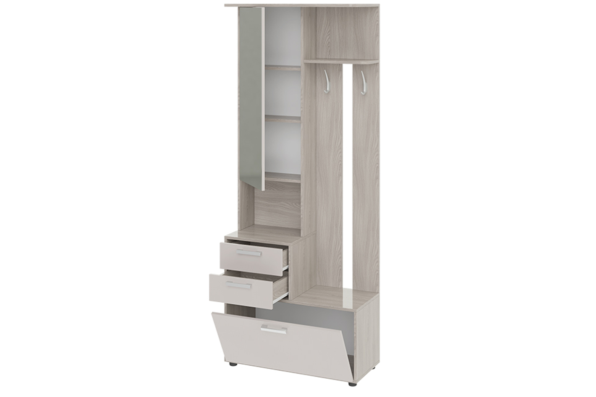 Шкаф-секция комбинированная «Витра» тип 1 Ясень шимо/Сатин матовый с рисунком