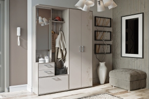 Прихожая «Витра» № 1 Ясень шимо/Сатин матовый с рисунком