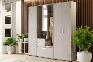 Прихожая «Витра» Ясень шимо, Сатин матовый с рисунком