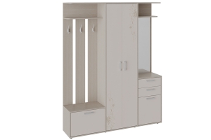 Набор мебели для прихожей «Витра» Тип 2 Ясень шимо/Сатин матовый с рисунком