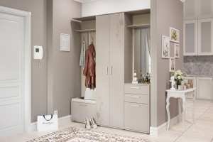 Прихожая «Витра» №3 Ясень шимо/Сатин матовый с рисунком