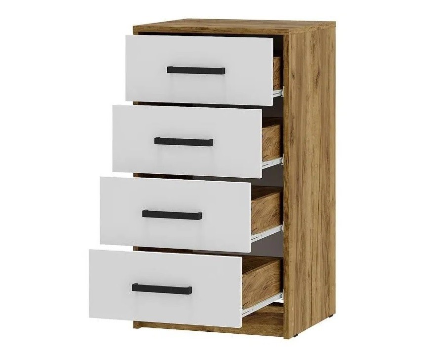 Комод высокий Мия КМ-02, крафт/белый