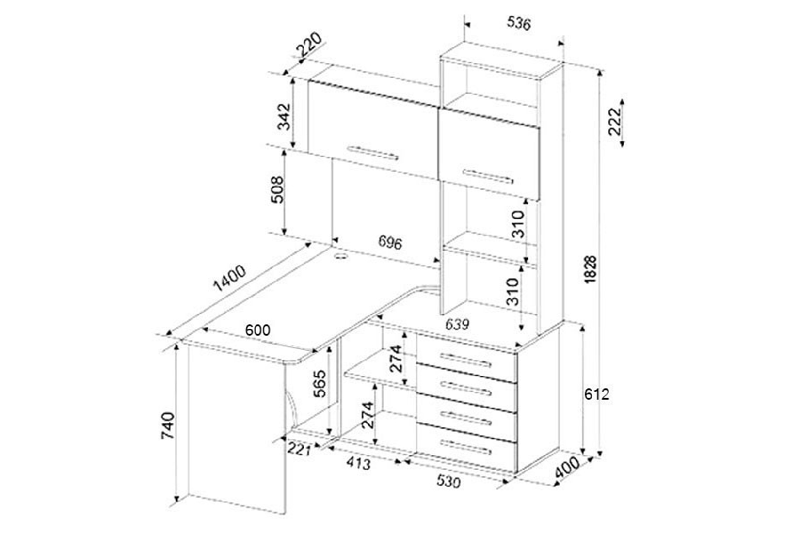 КСТ-14П Стол компьютерный угловой правый дуб сонома/белый