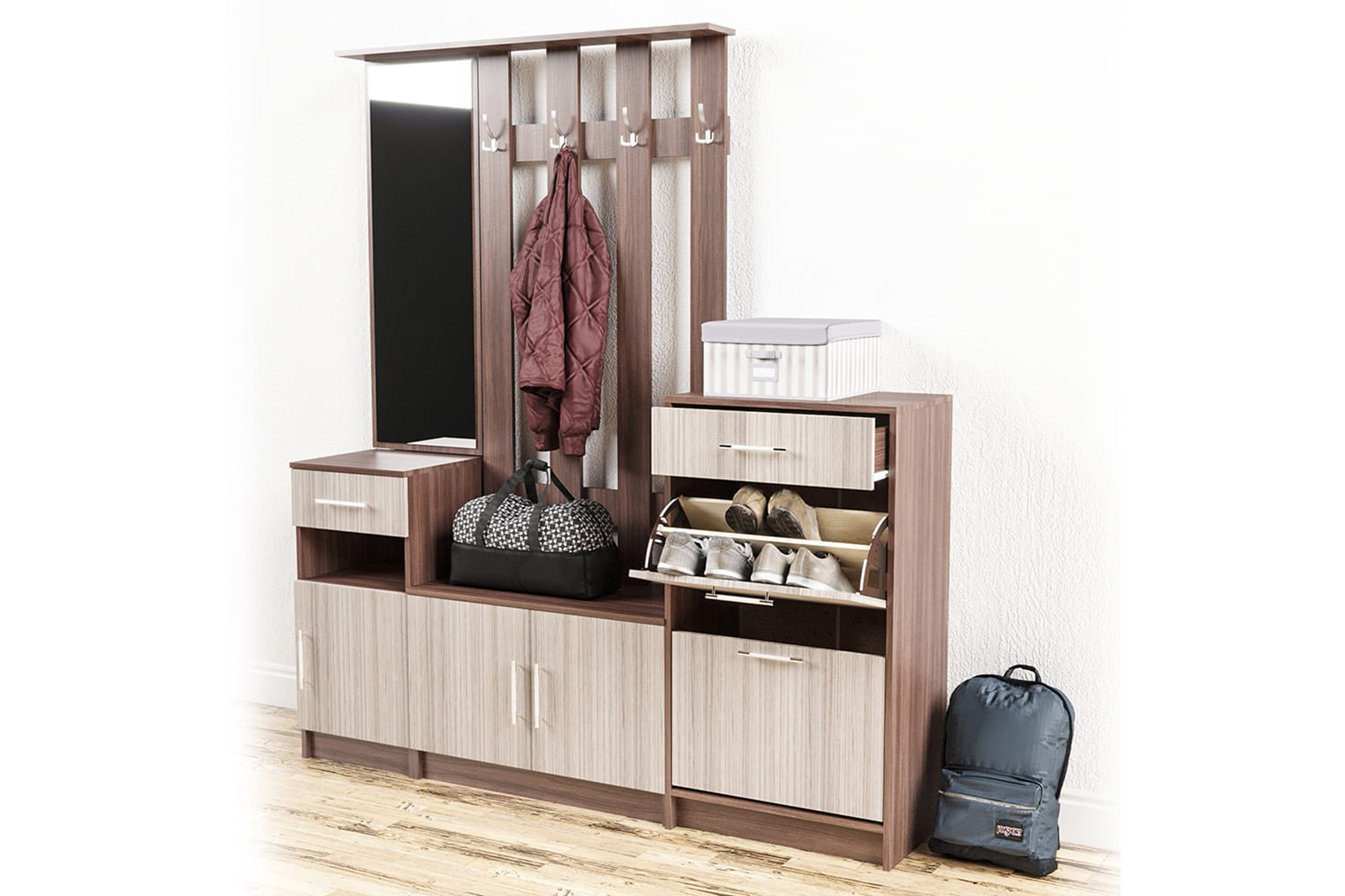 Машенька прихожая Ясень шимо тёмный/Ясень шимо светлый