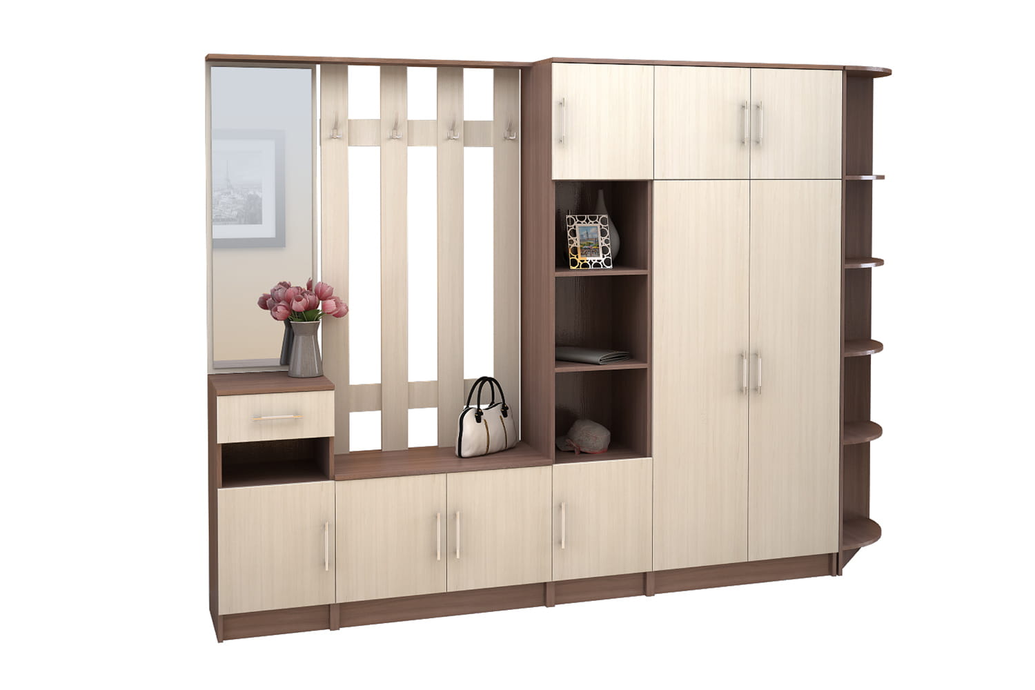 Машенька прихожая Ясень шимо тёмный/Ясень шимо светлый