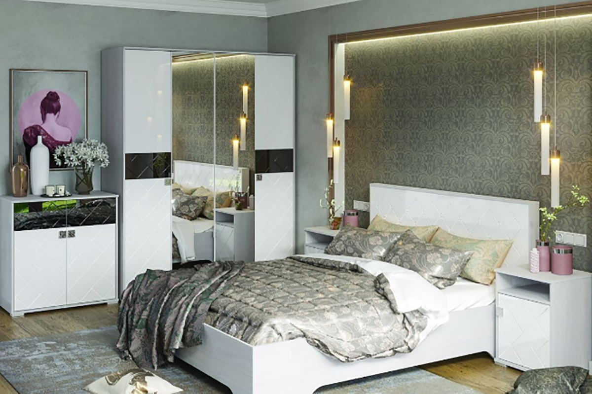 Сальма спальня белый глянец/Анкор