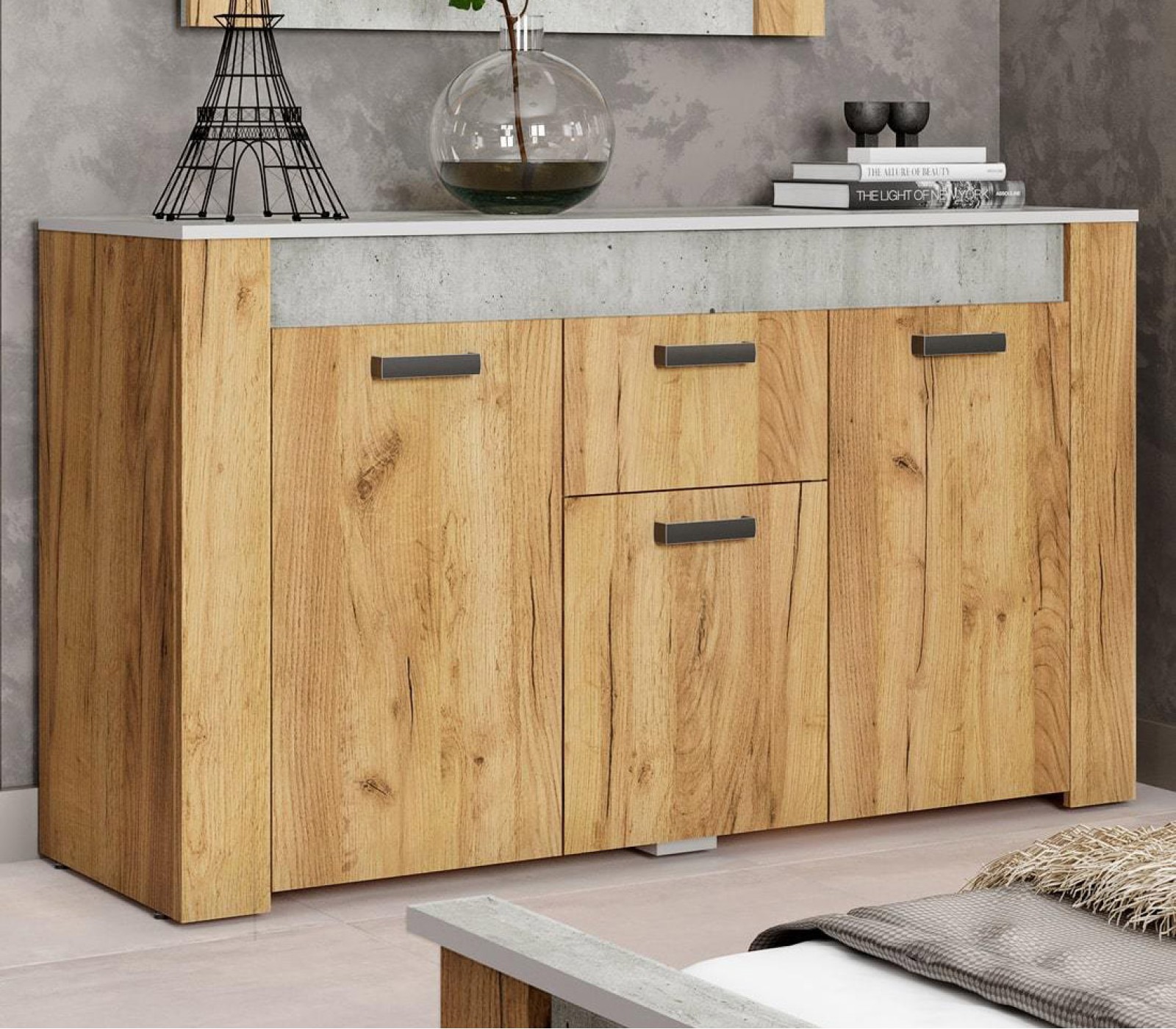 Комод комбинированный Франк КМ-11, крафт/бетон