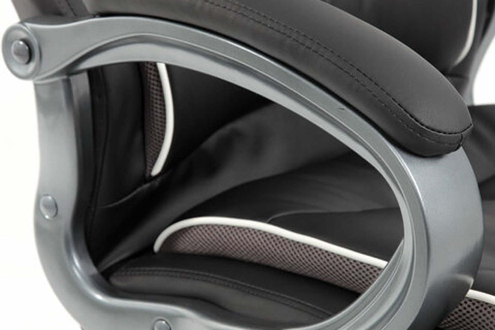 Brabix HD-009 Кресло компьютерное экокожа черная, ткань серая