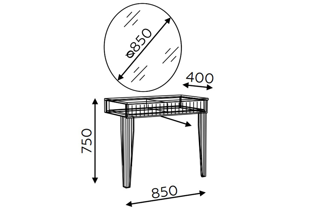 Моника 5+6 Стол туалетный с зеркалом