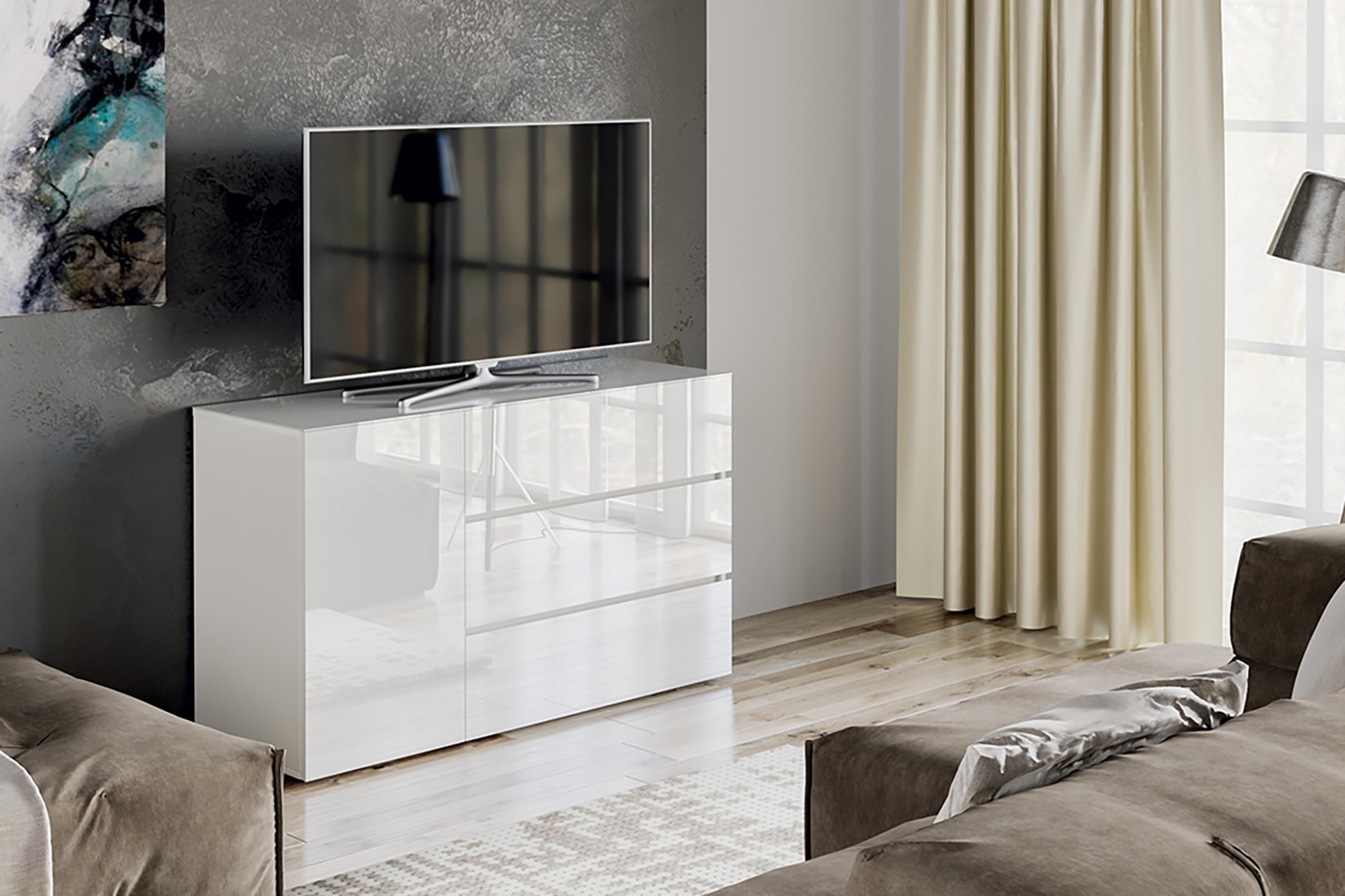 Glance гостиная модульная белый глянец