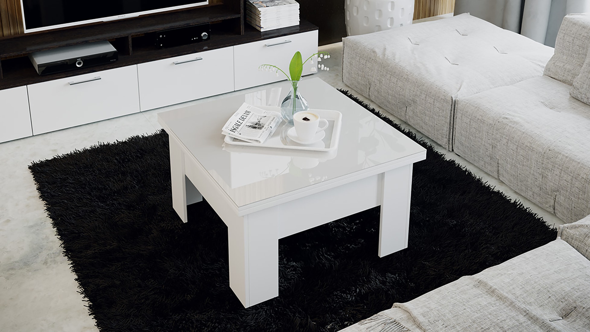 Glance гостиная модульная белый глянец