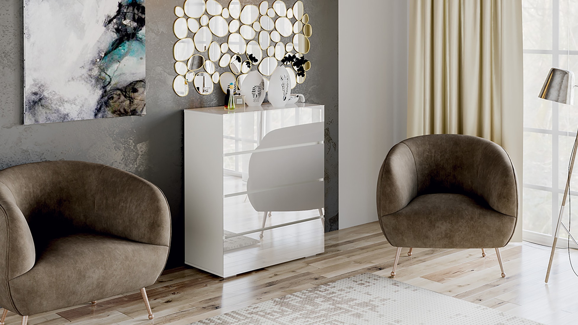 Glance гостиная модульная белый глянец