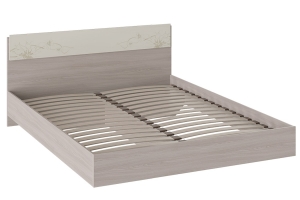 Двуспальная кровать «Мишель» (1400) Ясень шимо/Сатин матовый с рисунком