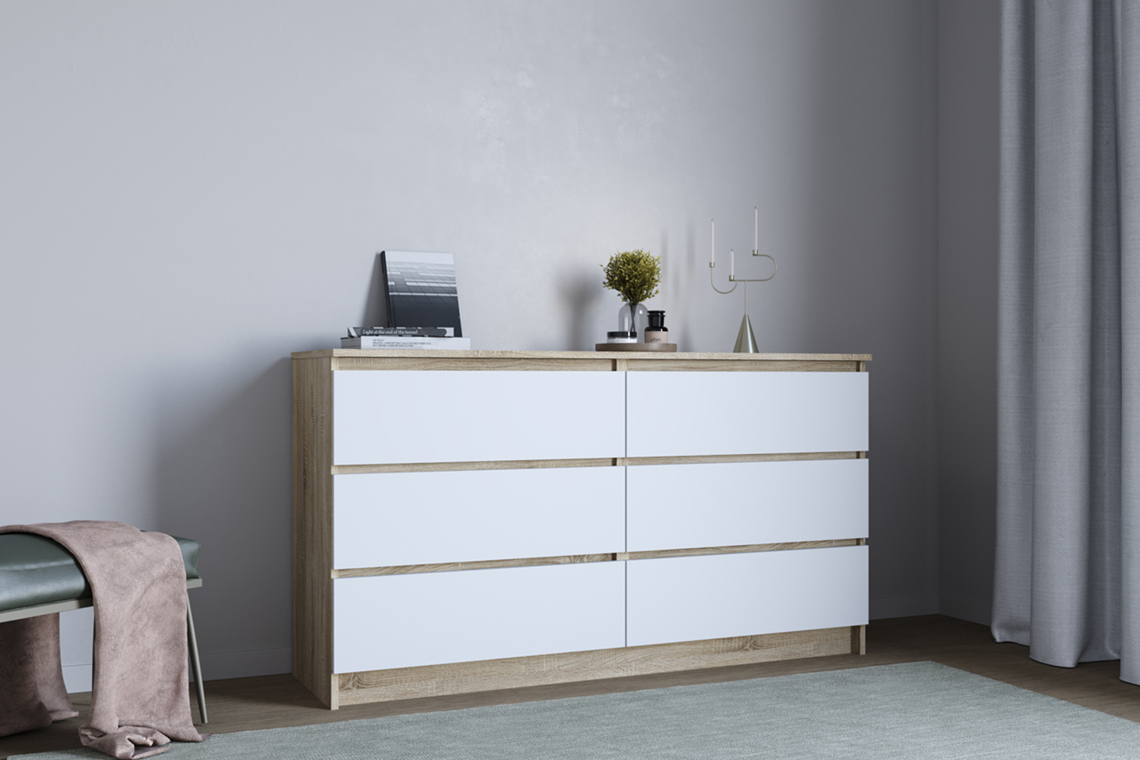 Мори 1380.6 Комод Сонома/Белый