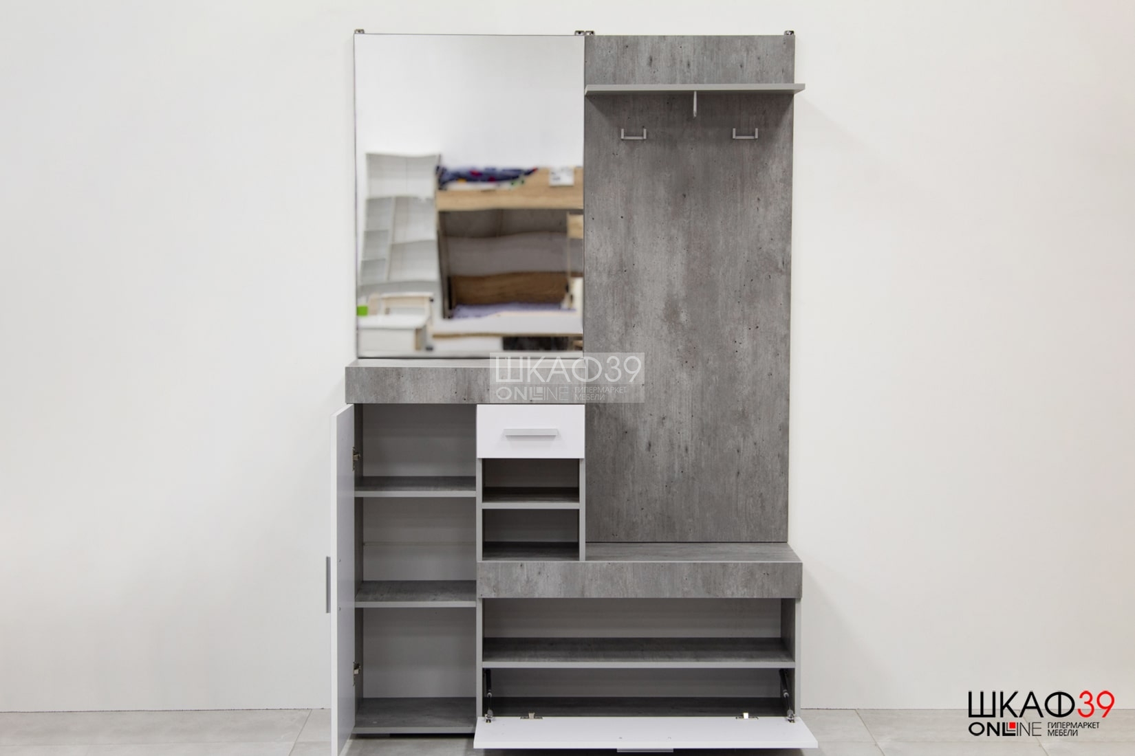 Прихожая Инстайл, бетон/белый