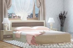 Жаклин Кровать 90х200 см. Сонома/Ясень шимо темн с ДСП настилом