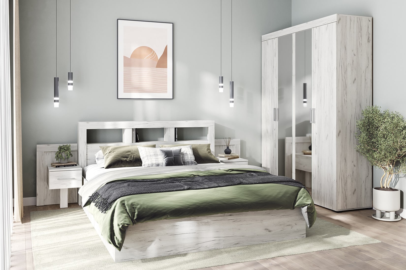 Гранд Кровать 160х200 с ортопедическим основанием Дуб крафт белый