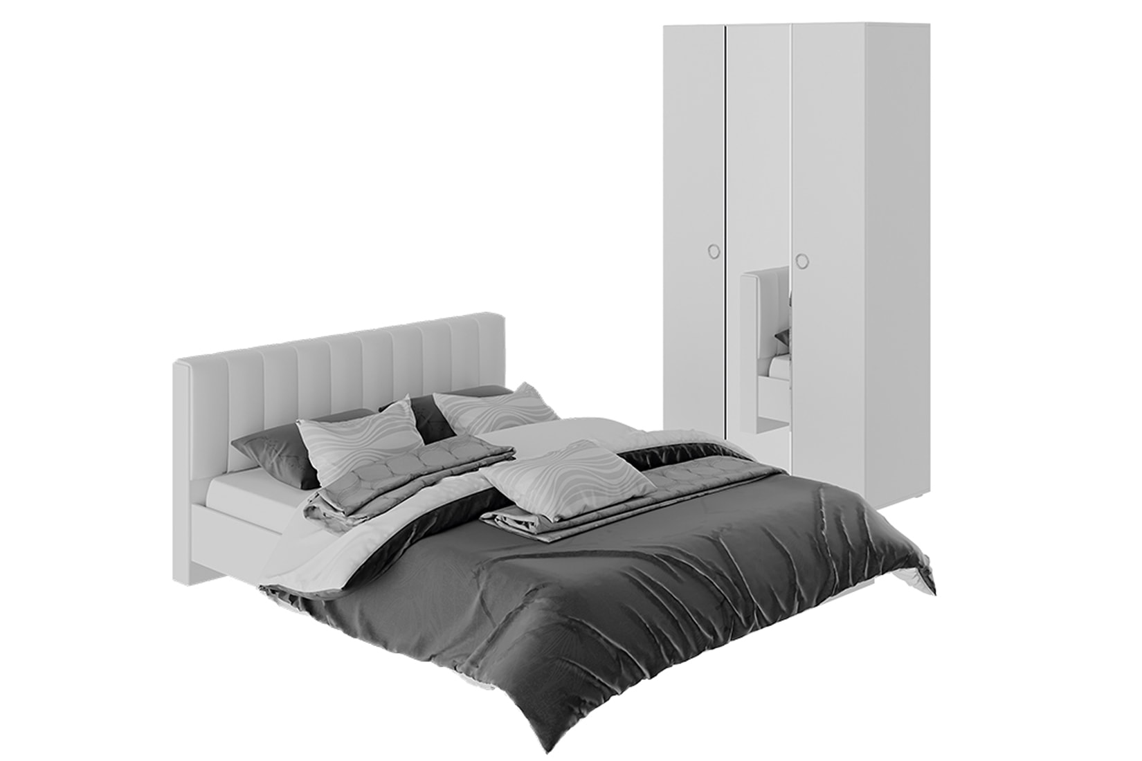 Глория спальня  Белый/Белый глянец