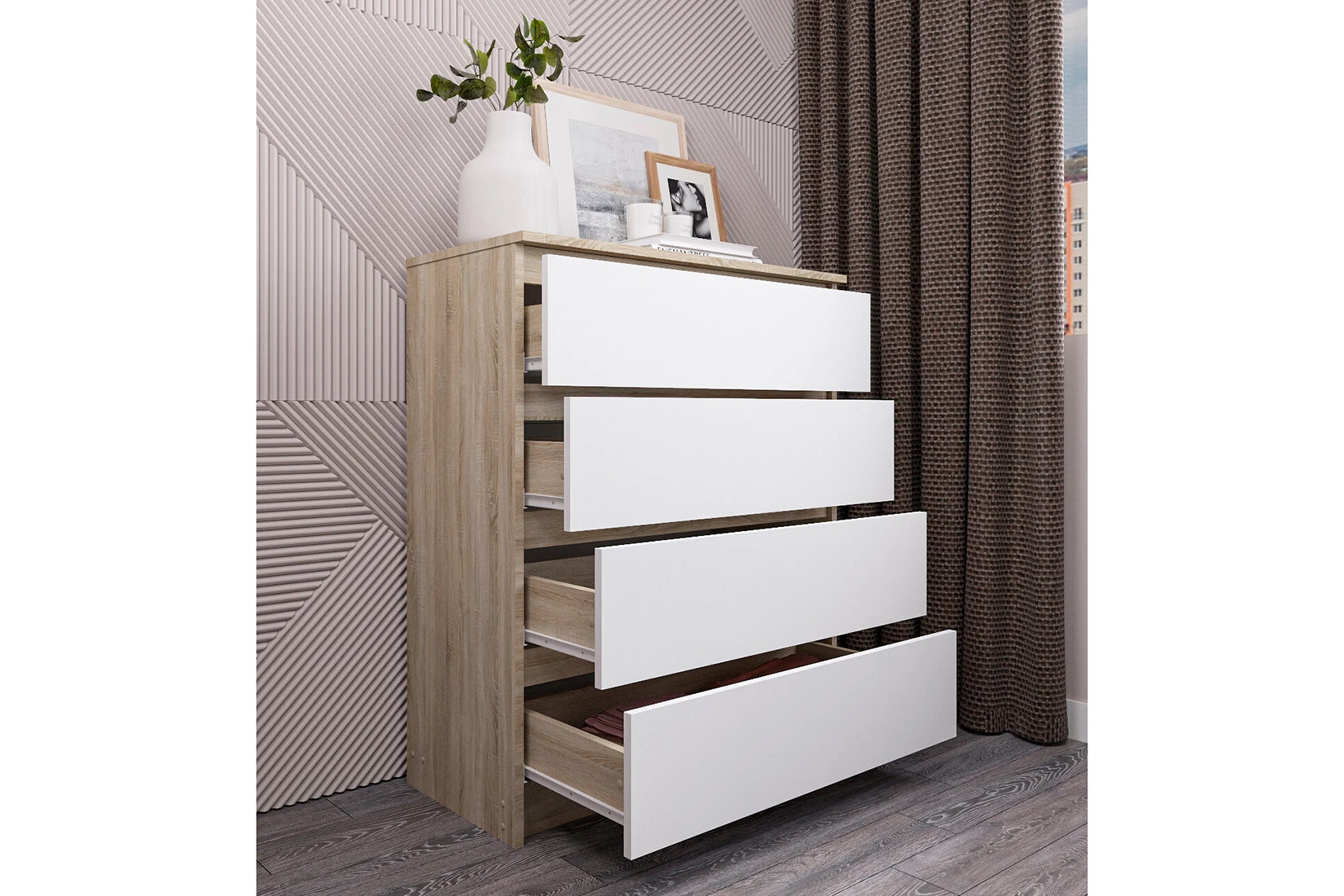 Челси-Мори МК 800.4 Комод Сонома/Белый