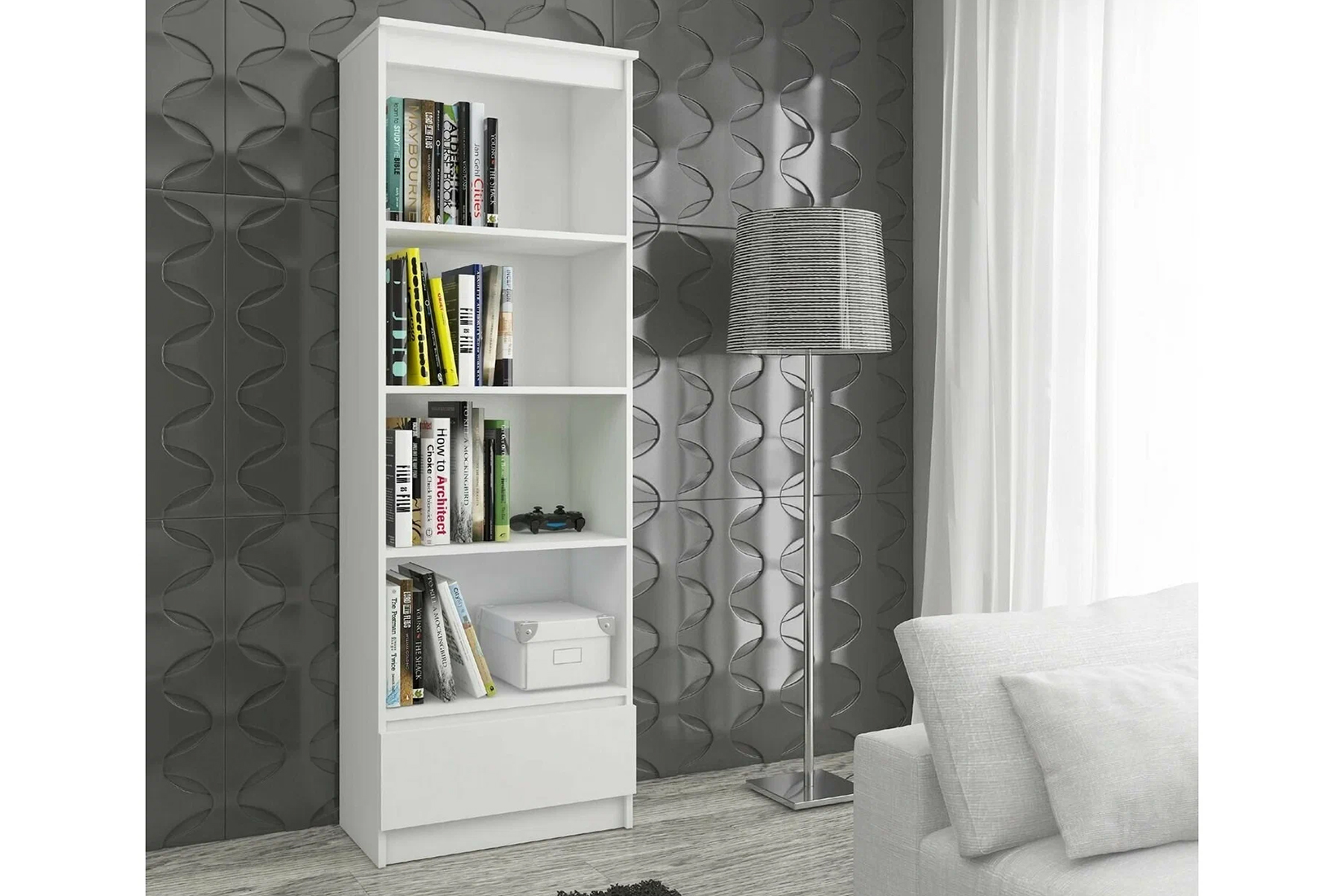 Сура Стеллаж с ящиком Белый