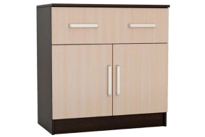 Бася Комод с ящиком/2 дв. Дуб беленый/Венге
