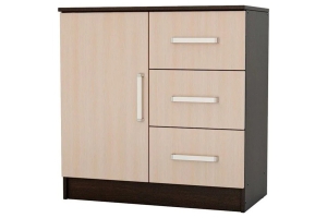 Бася Комод 3 ящ./дверь Дуб беленый/Венге