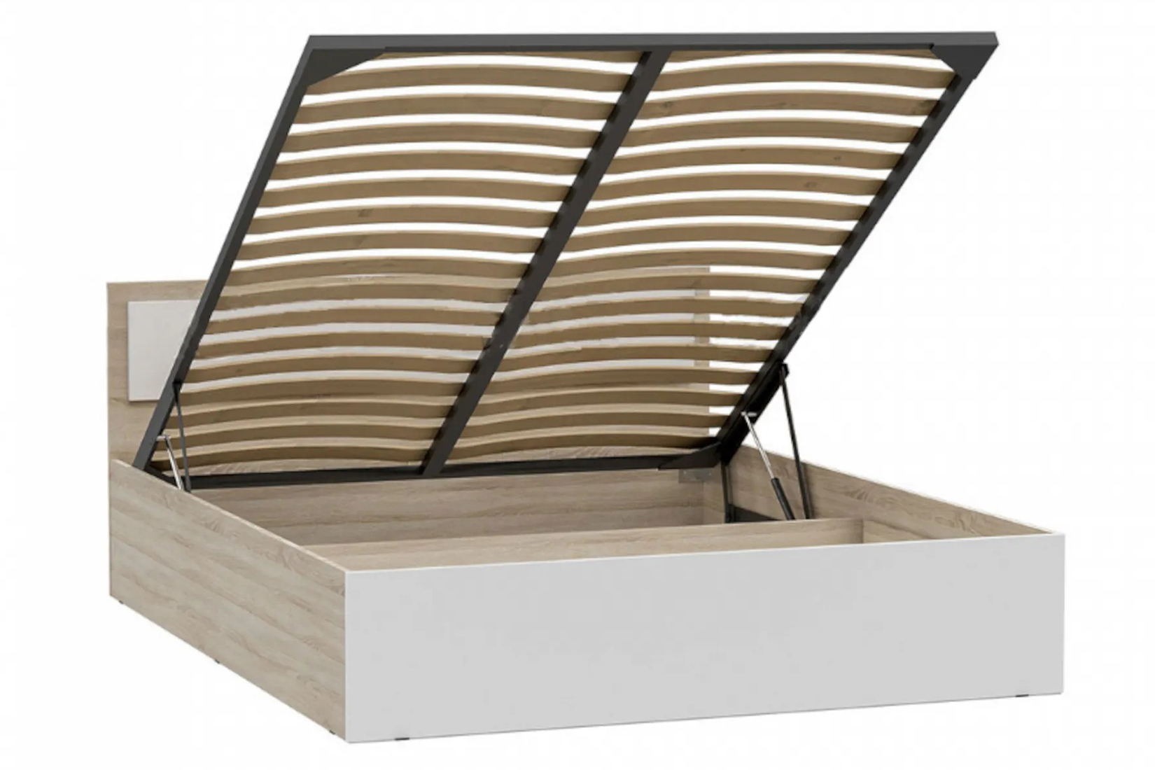 Мартина Кровать 160х200 с подъемным механизмом Белый глянец/Дуб сонома