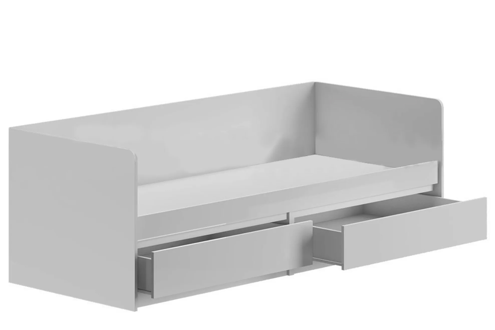 Челси Кровать 80х200 с 2-мя ящиками Белый глянец холодный/Белый